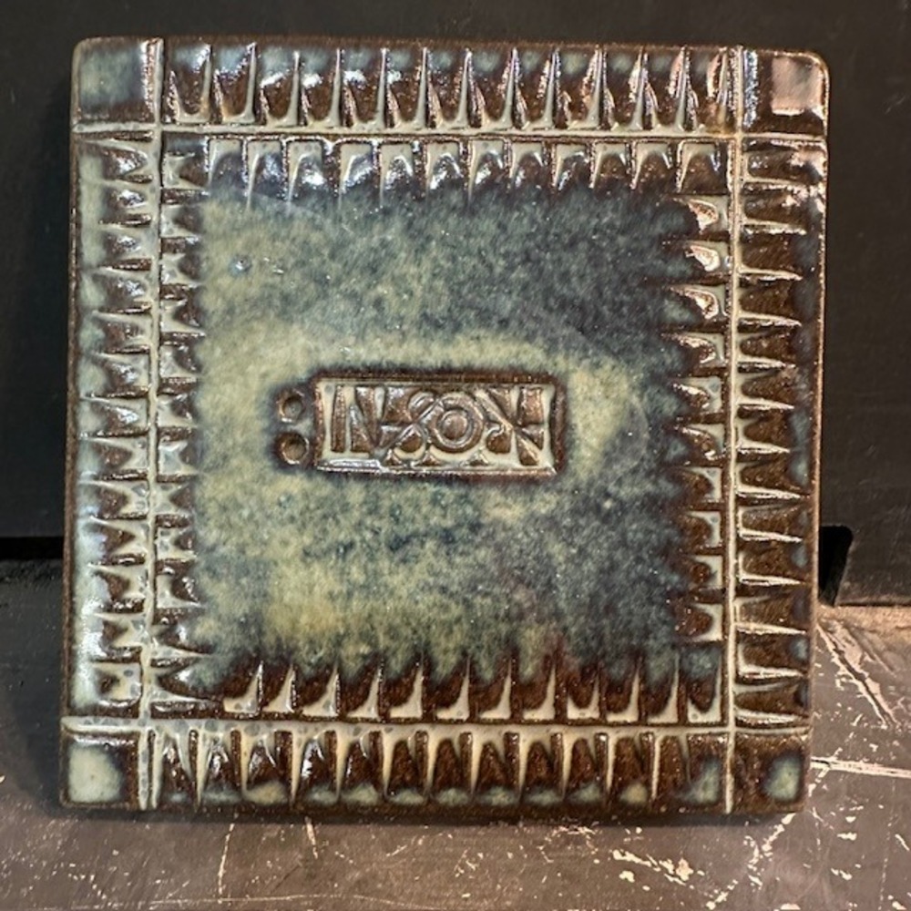 Artisan Ceramic Trivet Coaster Square Signed‎ ROSATI Stoneware Rustic Glaze